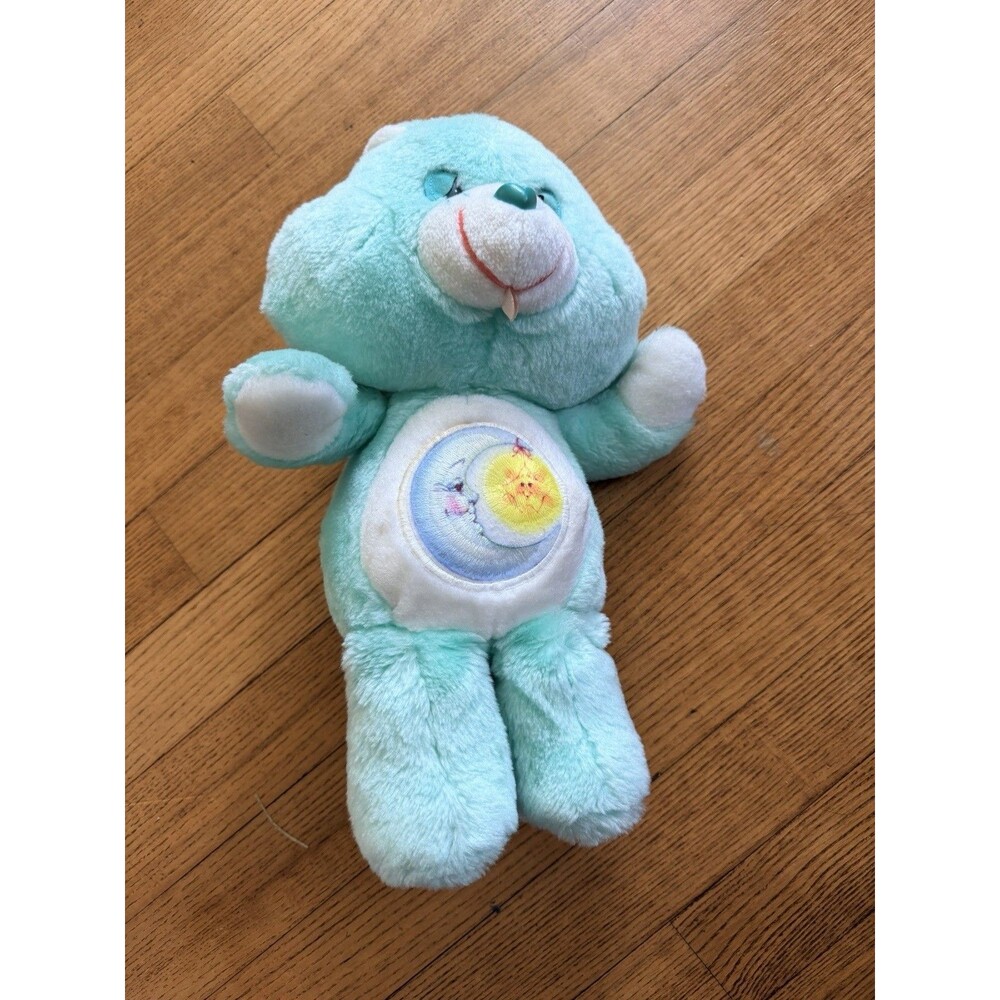 VTG 1983 Care Bear Plush Bedtime Bear Sleepy Mint Moon 12” 80s Green Cut Tag